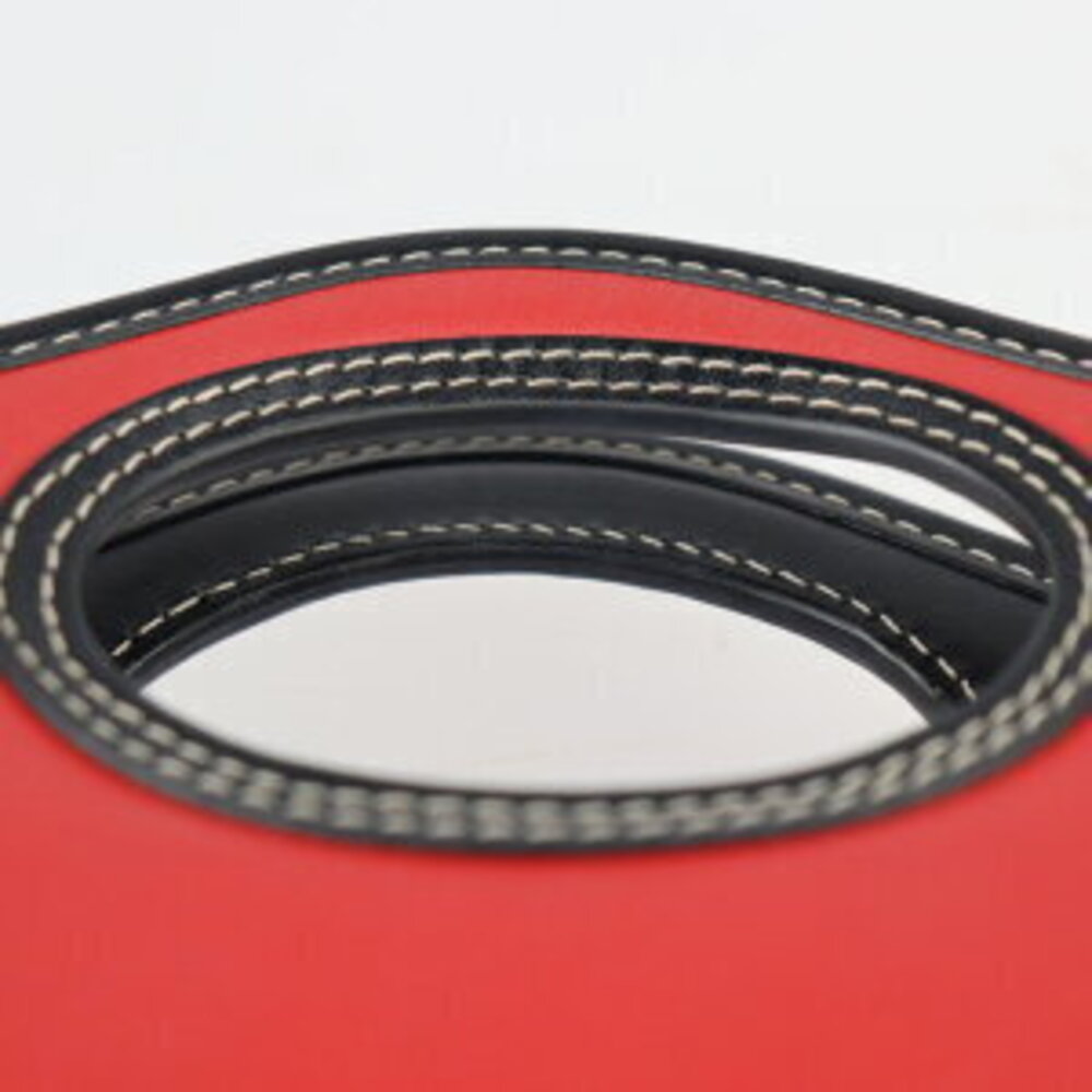 BURBERRY Pocket Bag Handbag Leather Canvas Red Black Multicolor Check Shoulder - Picture 6 of 9